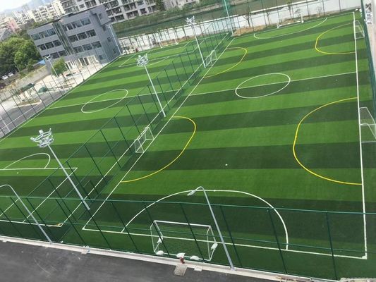 PEの自然な見るサッカー場の人工的な草50mm